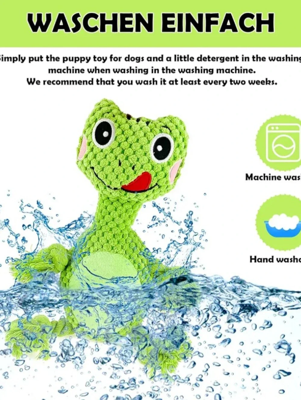 Hobby Lobby Bright Green Plush Frog Rope-Limb Dog Toy with Pink Cheeks